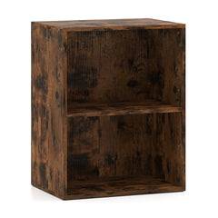 2-Cube Bookcase Floor Standing Open Bookshelf with 5-Position Adjustable Shelf-Rustic Brown