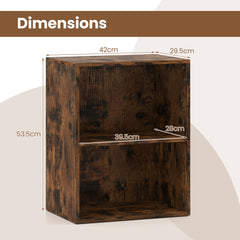 2-Cube Bookcase Floor Standing Open Bookshelf with 5-Position Adjustable Shelf-Rustic Brown