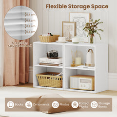 2-Cube Bookcase Floor Standing Open Bookshelf with 5-Position Adjustable Shelf-White