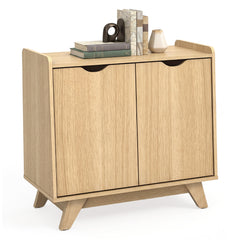 2 Door Modern Wooden Buffet Sideboard Organizer with Adjustable Shelf-Natural