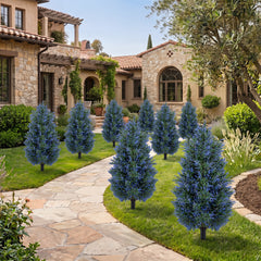 2 Pack 100cm Artificial Lavender Topiary Trees with Ground Spikes