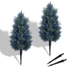2 Pack 100cm Artificial Lavender Topiary Trees with Ground Spikes