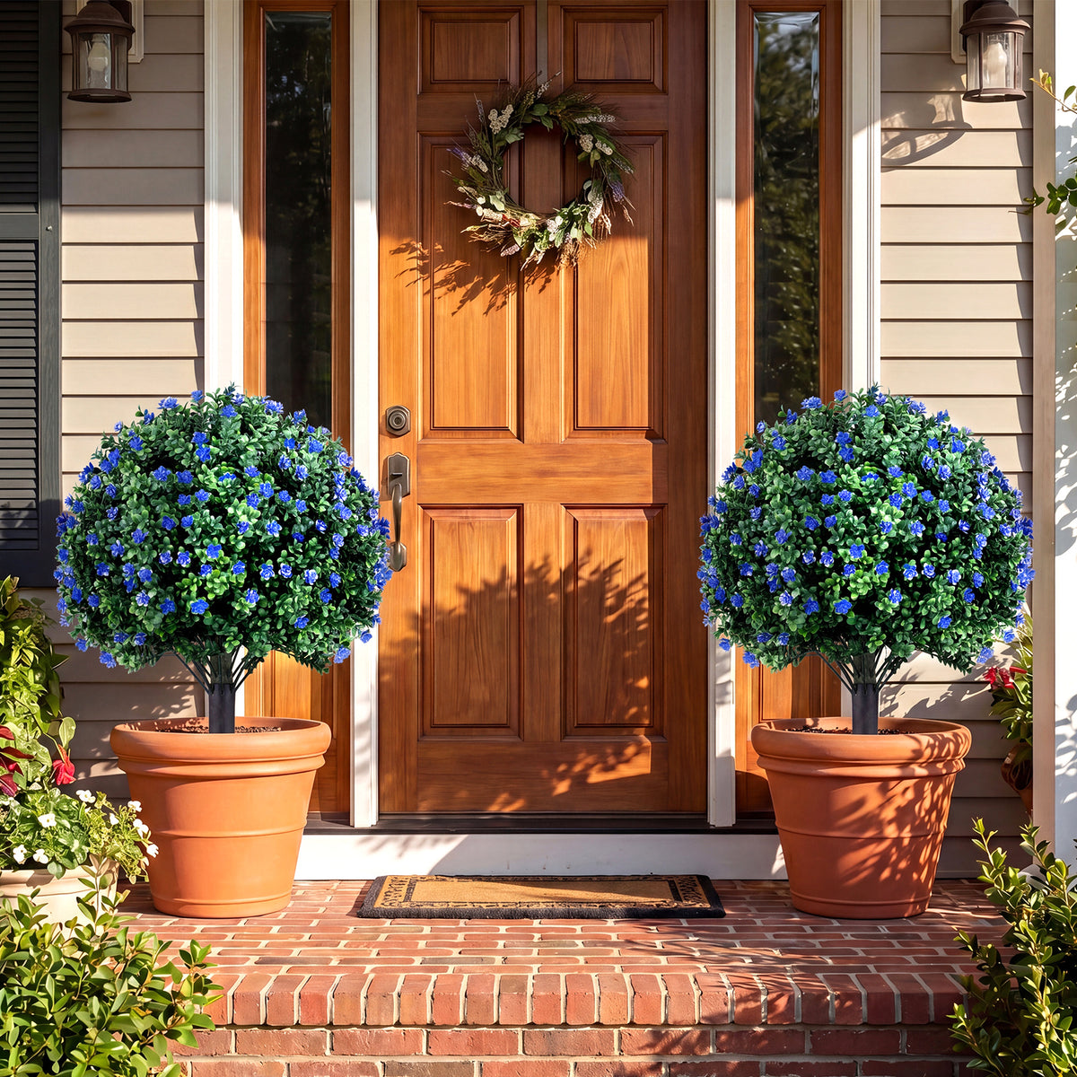 2 Pack 70 CM Artificial Camellia Boxwood Topiary Ball Trees