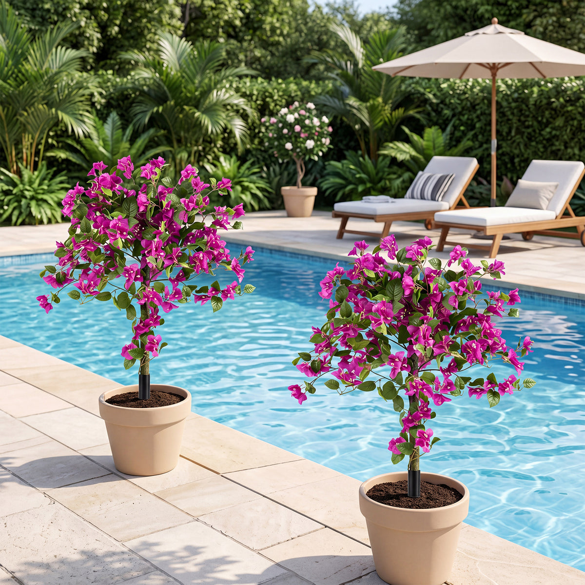 2 Pack Bougainvillea Artificial Trees with Stable Ground Spike