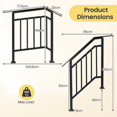 2 Pack Outdoor Handrails for Steps with Adjustable Angle for Concrete