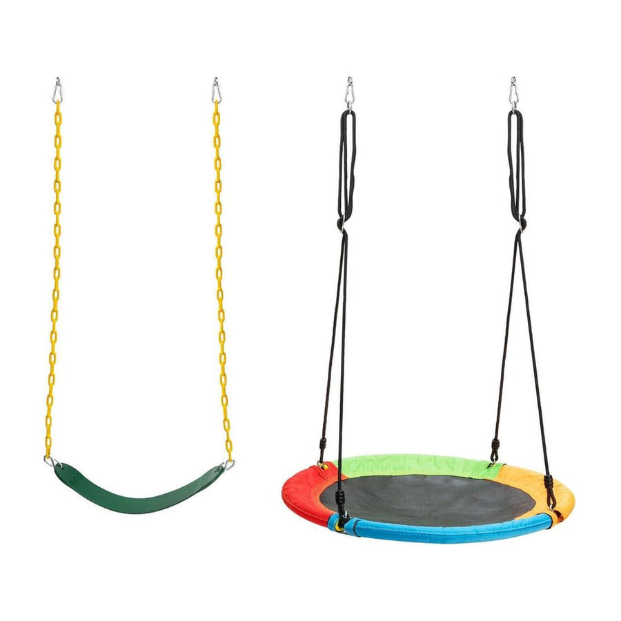 2 Pieces Strap Swing Seat and Saucer Tree Swing Set