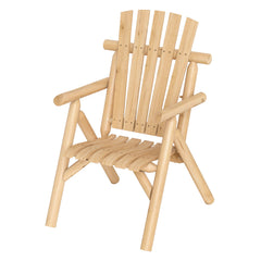 2-Person Fire Pit Lounge Chair with Slatted Backrest Built-in Armrest and Curved Seat-Natural
