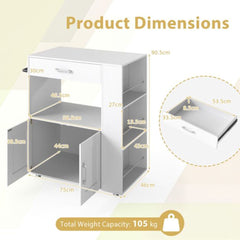 2-Piece Kitchen Pantry Cabinet and Mobile Kitchen Island Cart Set
