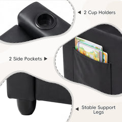 2-Seater Kids Recliner with Cup Holders & Storage Pockets and Adjustable Backrest-Black