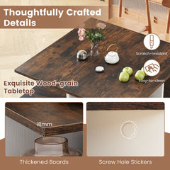 2-Tier Square Coffee Table with 4 Storage Compartments and Cross-shape Base-Coffee