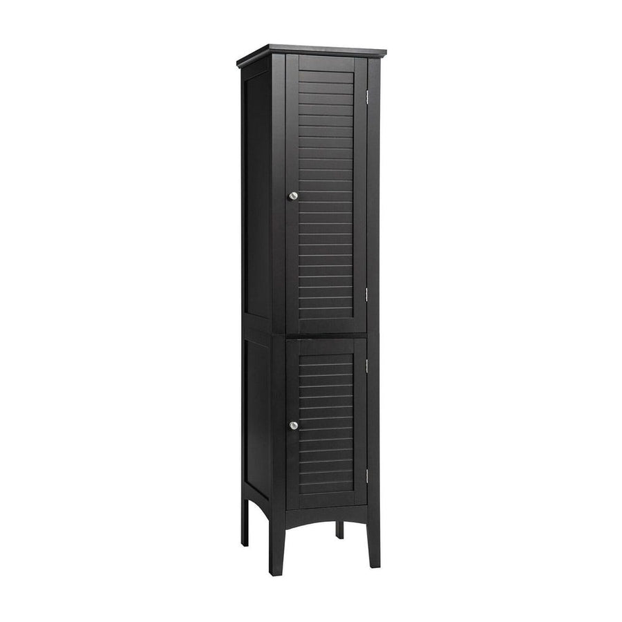 2-Door 160cm High Freestanding Bathroom Cabinet with 5-Tier Shelves-Black