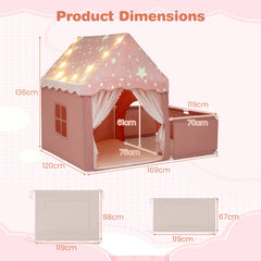 2-in-1 Kids Camping Tent with Attachable Side Playpen for Toddlers-Pink