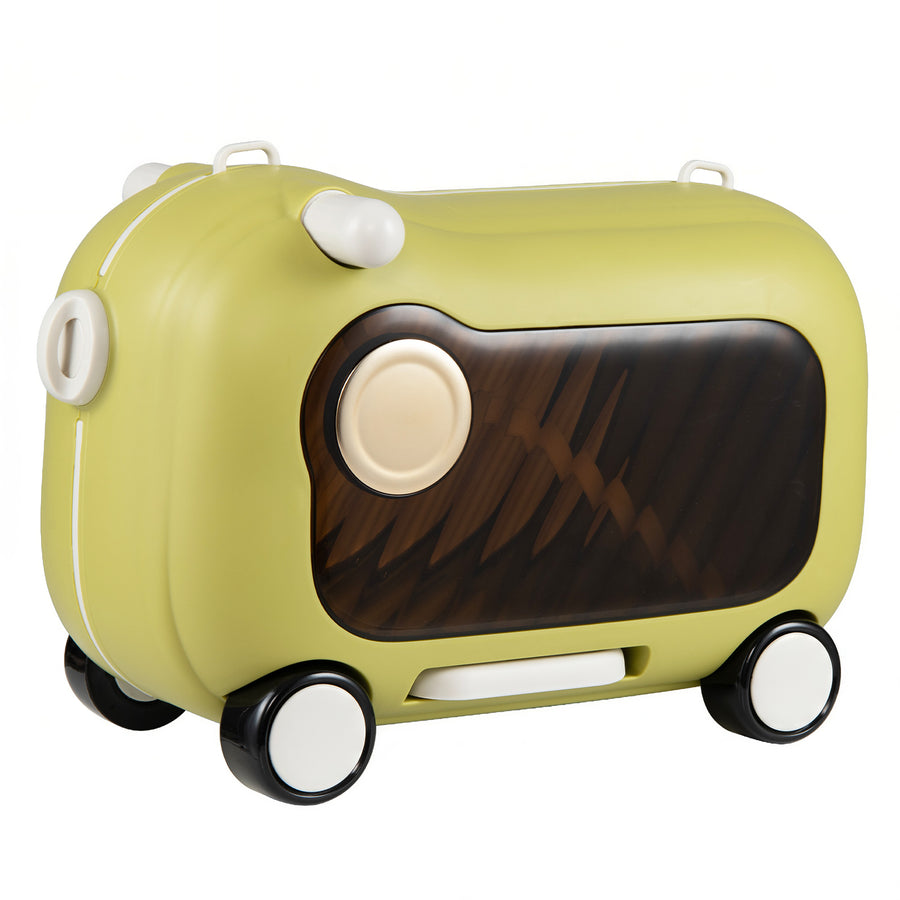 2-in-1 Ride-on Luggage for with Retractable Pedal and Strap for Ages 2+ Kids-Green
