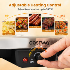 2-in-1 Table Grill and Griddle with Reversible Nonstick Plate