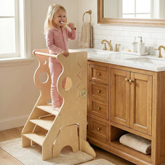 2 in 1 Wooden Standing Tower with Removable Safety Bars