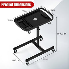 Size diagram of the rolling tool tray with detachable part tray, showing dimensions
