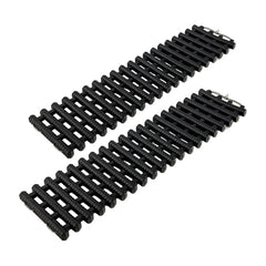 2 Pack Tire Traction Mats shown as two black ridged rectangular recovery tracks on white background