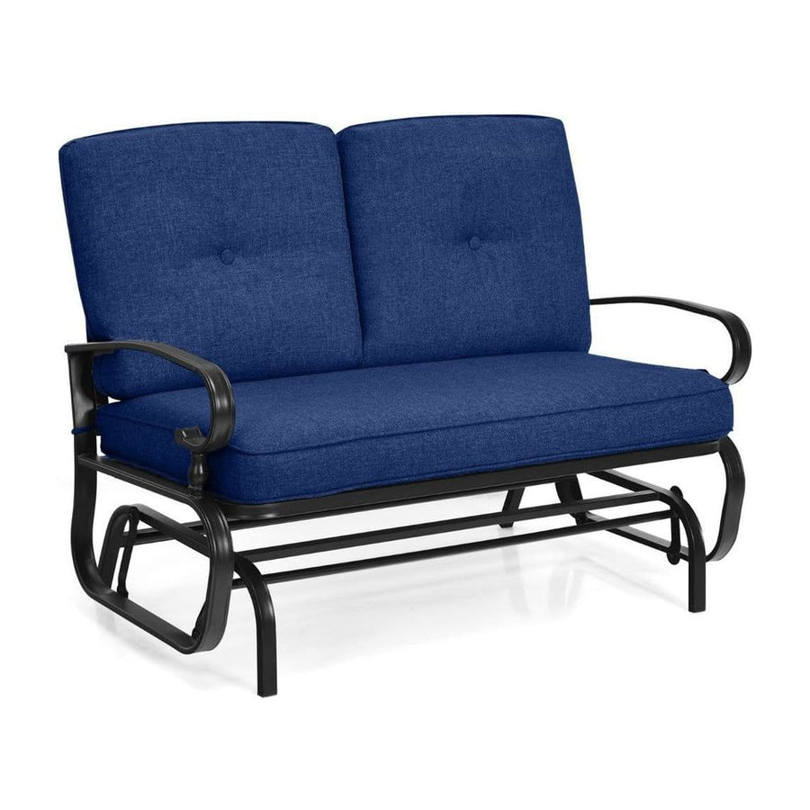 2-Person Patio Glider Chair with Cushions-Blue