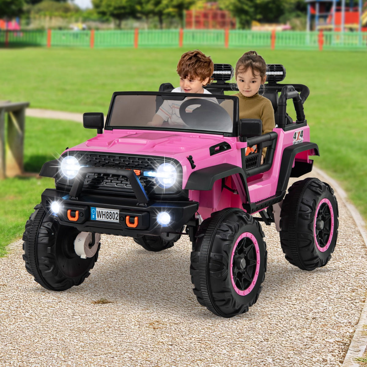 2-Seater Ride On Car with Remote Control and Horn for Boys and Girls-Pink