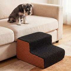 2-tier Foam Dog Ramp High-density Pet Stairs with Non-Slip Bottom-Black