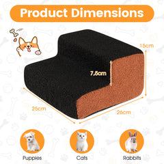 2-tier Foam Dog Ramp High-density Pet Stairs with Non-Slip Bottom-Black