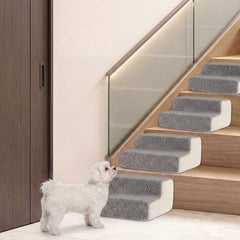 2-tier Foam Dog Ramp High-density Pet Stairs with Non-Slip Bottom-Grey