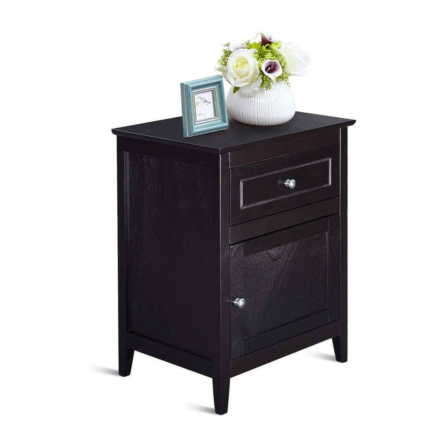 2-Tier Modern Badroom Nightstand with Drawer-Espresso