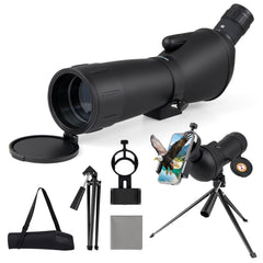 20-60x60 HD Spotting Scope with Tripod and Phone Adapter for Birds-Black