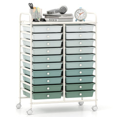 20 Drawers Storage Trolley with 4 Wheels for Beauty Salon-Green