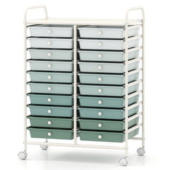 20 Drawers Storage Trolley with 4 Wheels for Beauty Salon-Green