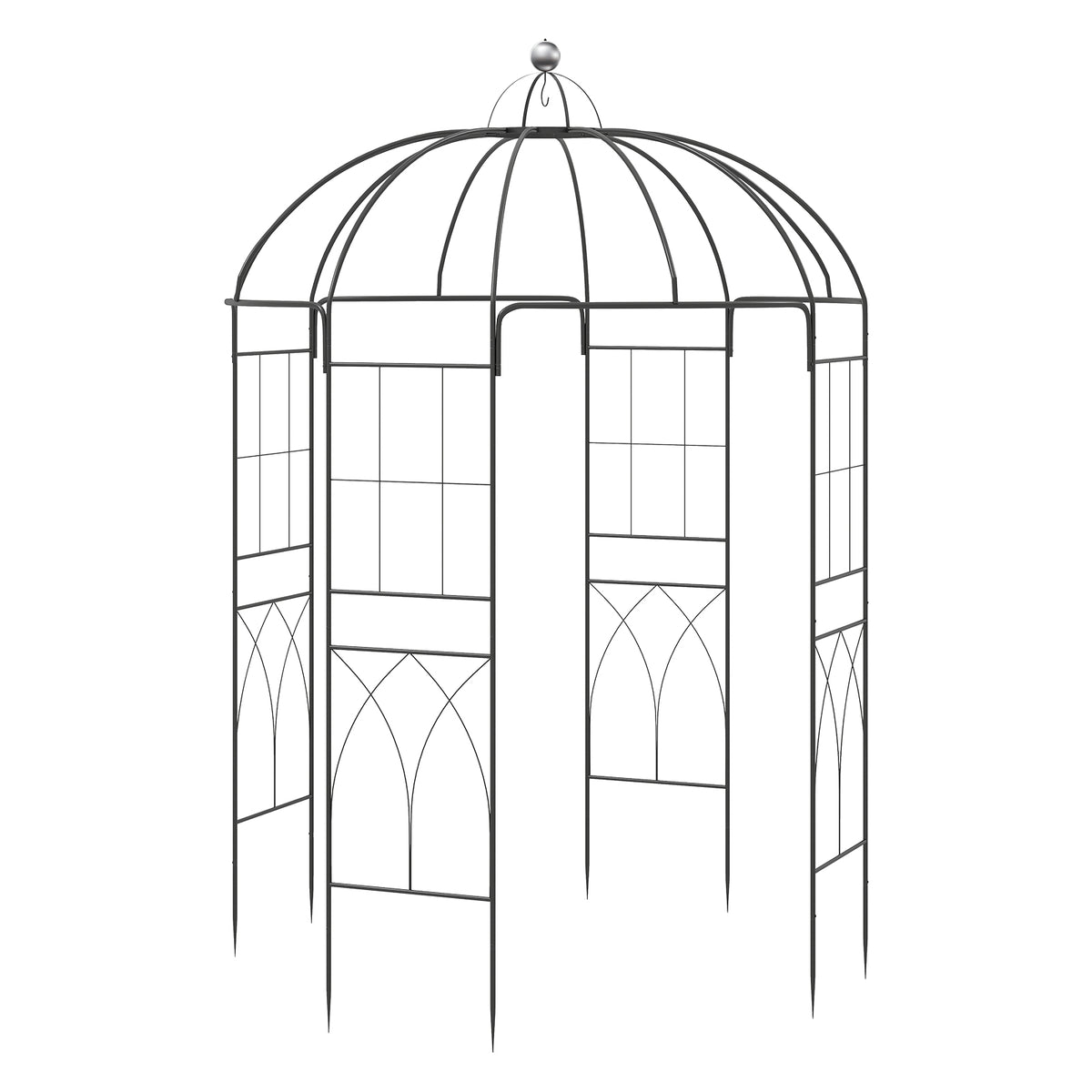 203 x 203 x 296 cm Birdcage Shape Metal Gazebo Pergola