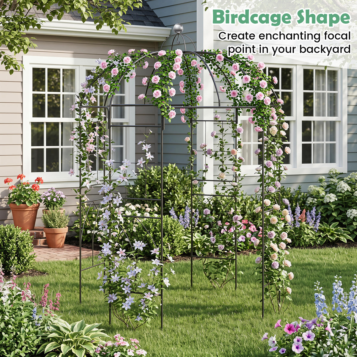 203 x 203 x 296 cm Birdcage Shape Metal Gazebo Pergola