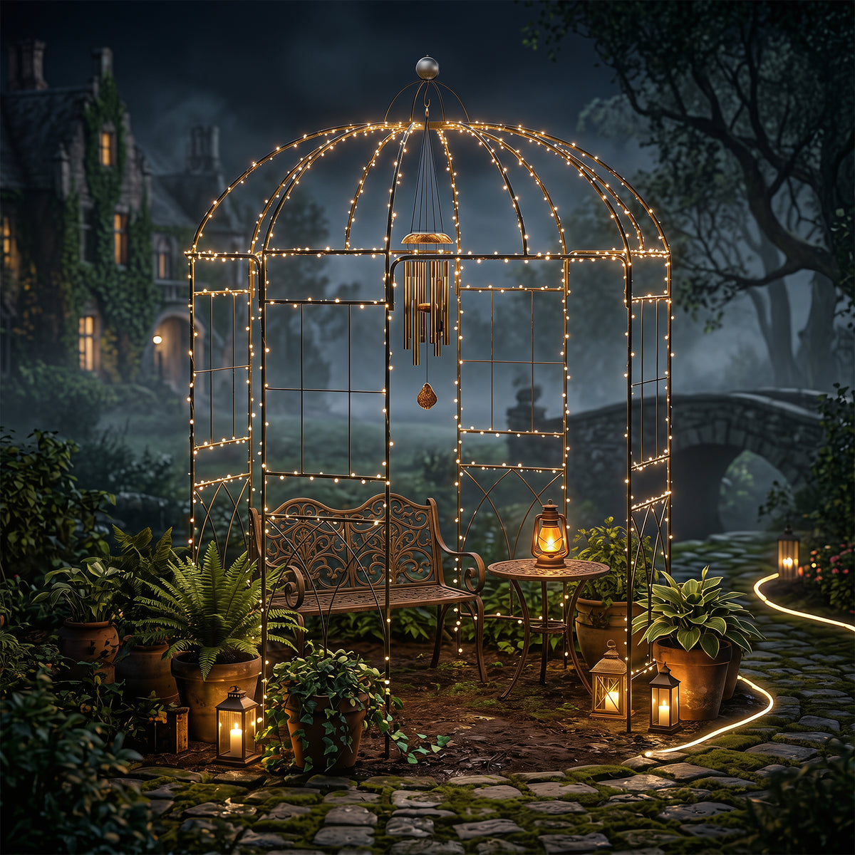 203 x 203 x 296 cm Birdcage Shape Metal Gazebo Pergola