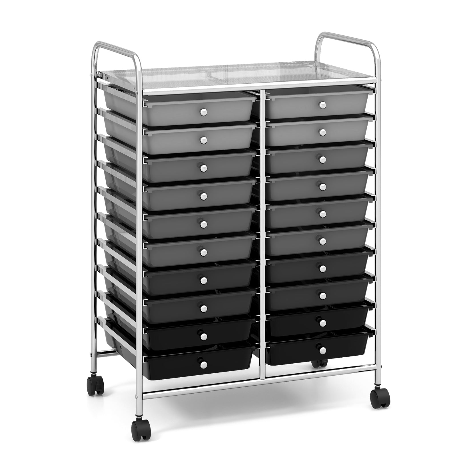 20 Drawers Storage Trolley with 4 Wheels for Beauty Salon-Grey