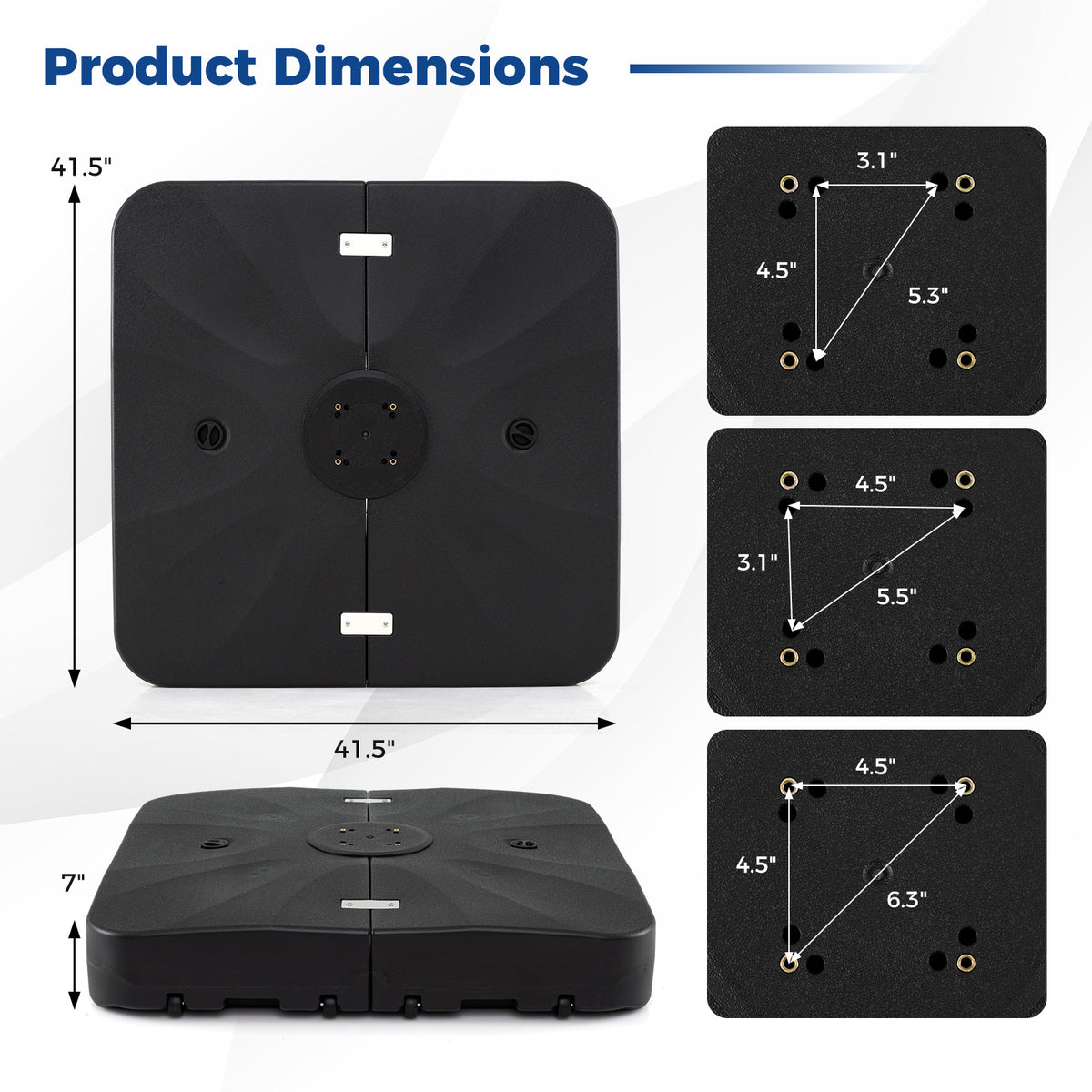 210 KG Outdoor Cantilever Umbrella Base with Wheels-Black