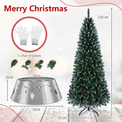 220 cm Christmas Tree and 70 cm Metal Tree Collar Set