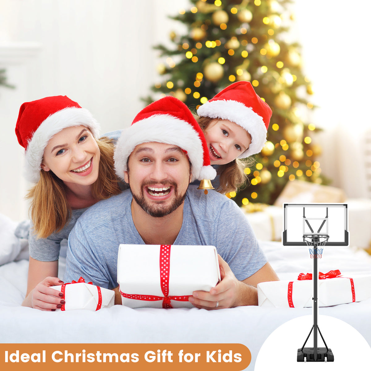 225CM-305CM Adjustable Basketball Hoop with 110CM Shatterproof Backboard