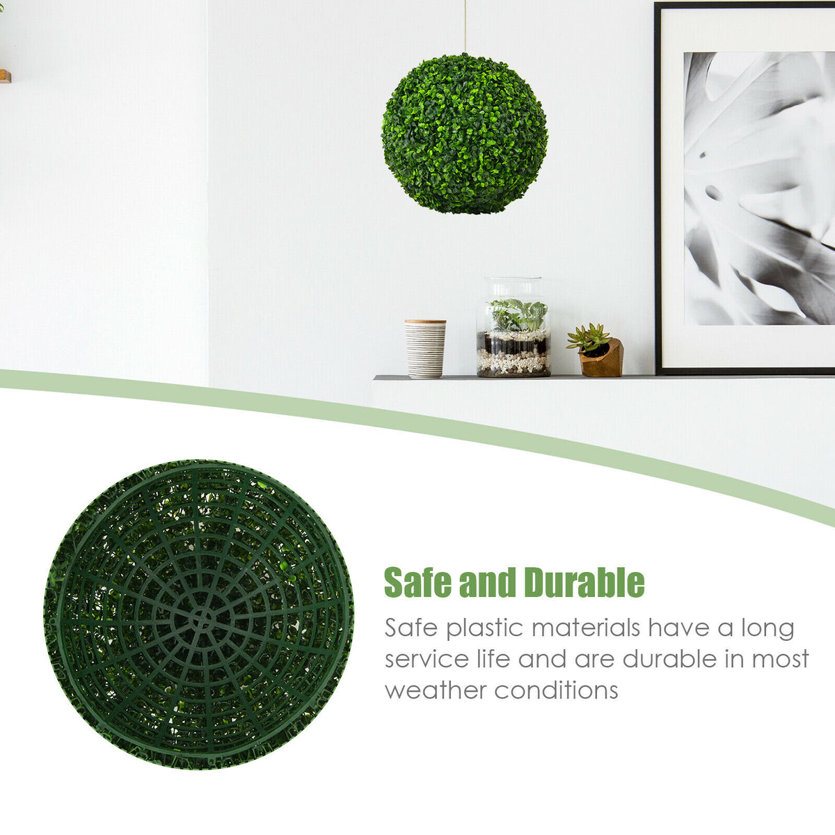 2 Pieces Artificial Topiary Balls Faux Decoration Plant