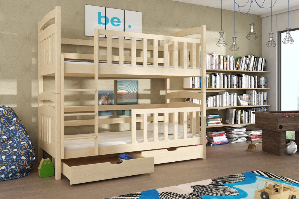 Wooden Bunk Bed Sebus with Storage