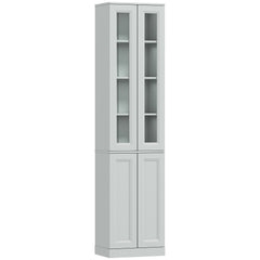 HOMCOM Tall Bathroom Storage Cabinet, 6-Tier Slim Bathroom Cabinet with Adjustable Shelf, 4 Soft-Close Doors, Dusty Blue