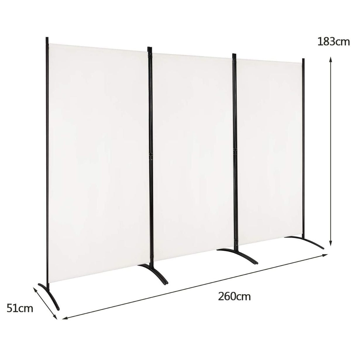 3 Panel Folding Room Divider-Beige