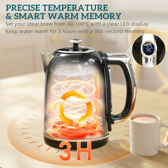 HOMCOM Polished Retro 40-100°C Kettle and Toaster Set - Black