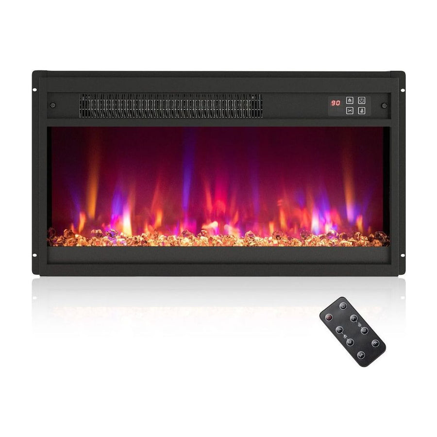 23 Inch Electric Fireplace Insert with Remote Control and Adjustable Flame-Black