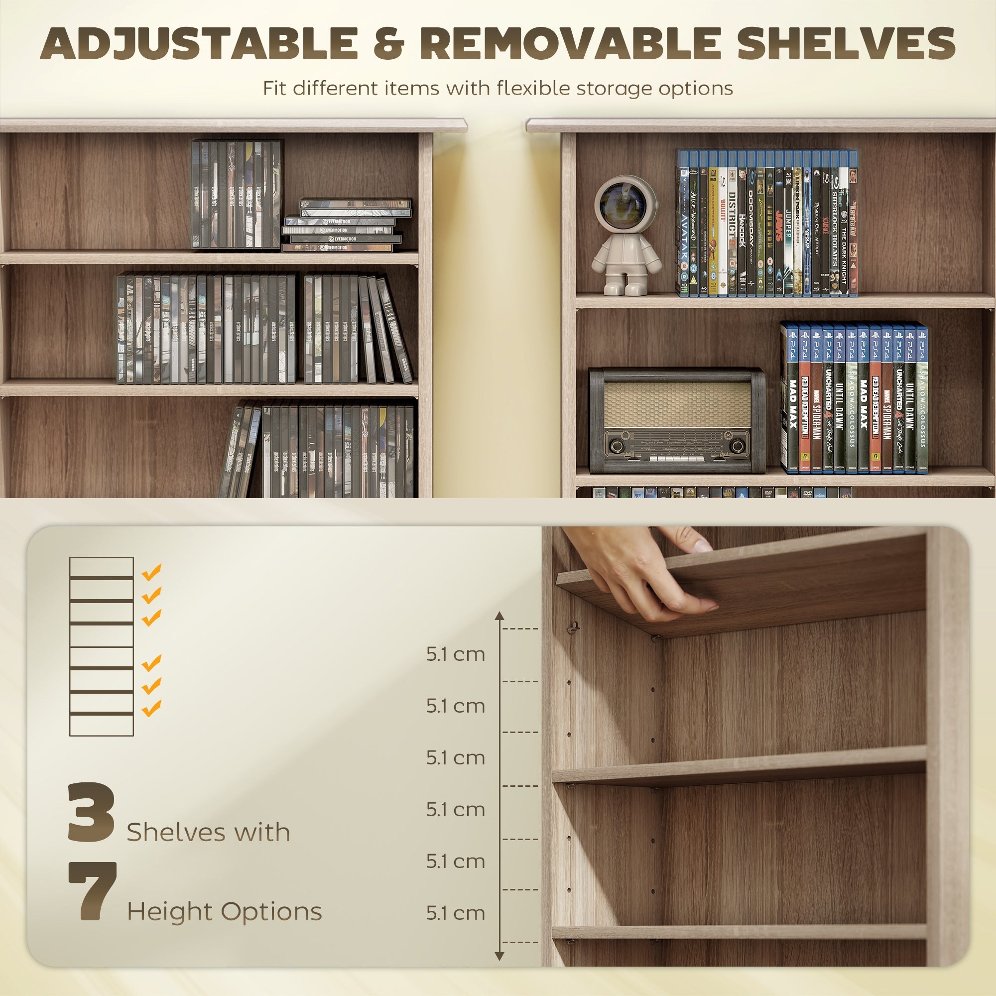 HOMCOM 360 CD Storage Unit - Natural Wood Finish