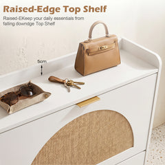 24 CM Narrow Shoe Storage Cabinet with 2 Flip Drawers-White