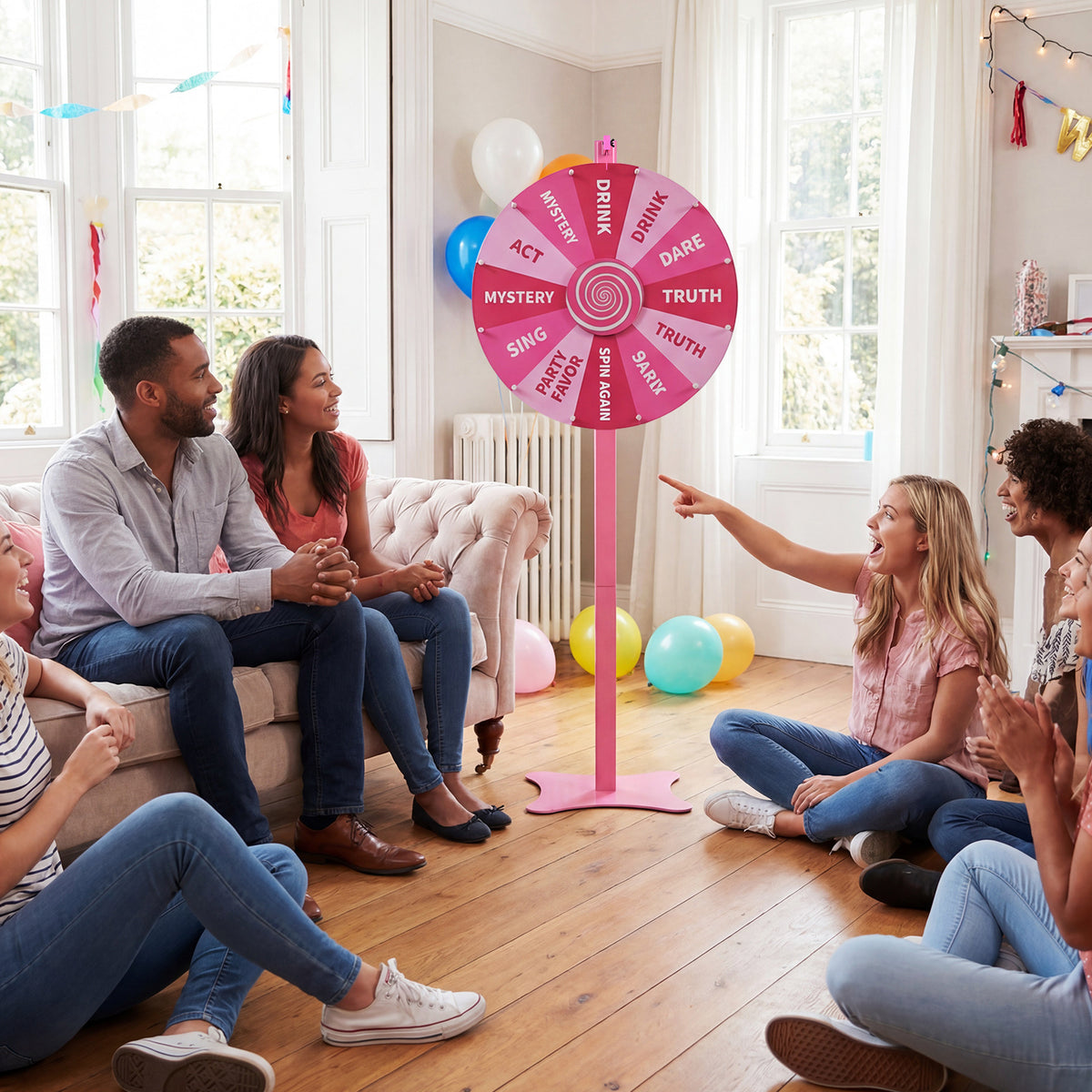Tabletop or Floor Standing Spinning Prize Wheel with Blackboard Marker