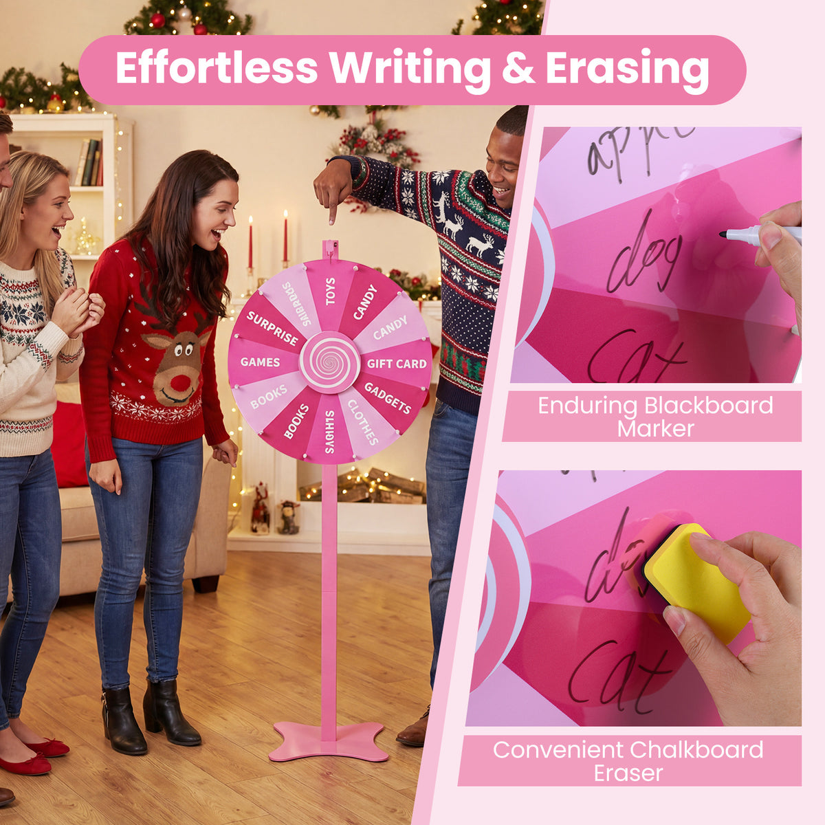 Tabletop or Floor Standing Spinning Prize Wheel with Blackboard Marker