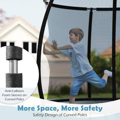 244 cm Outdoor Heavy-Duty Trampoline with Safety Enclosure Net-Black
