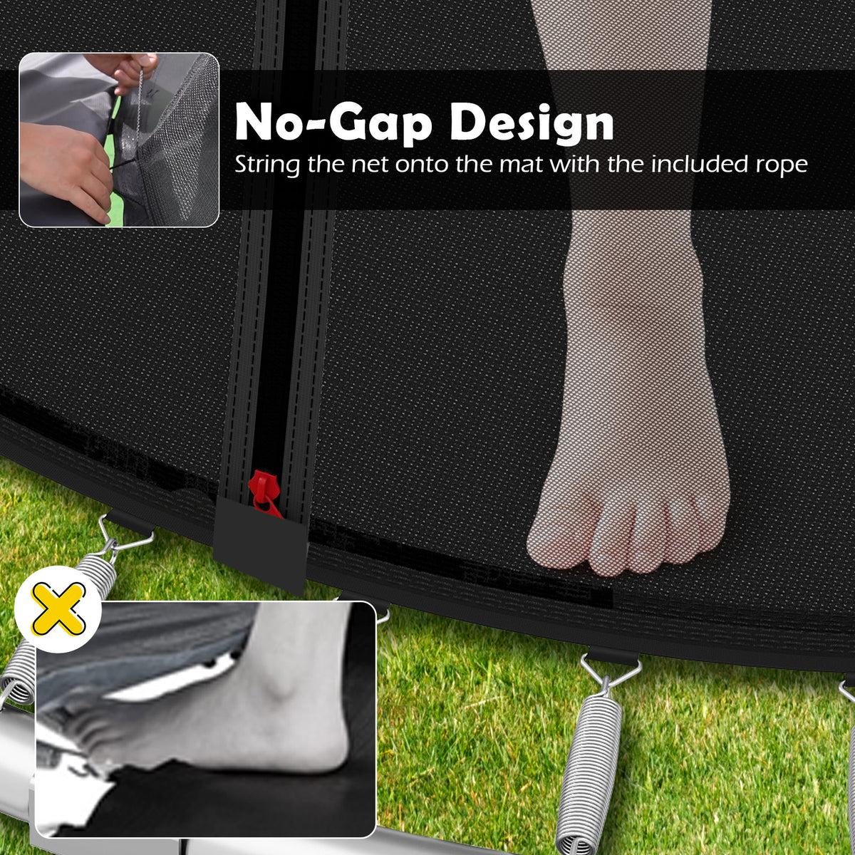 244 cm Outdoor Heavy-Duty Trampoline with Safety Enclosure Net-Black
