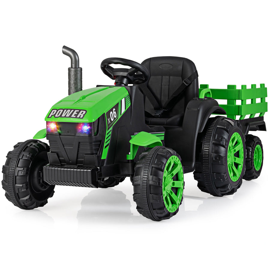 24V Ride On Tractor with RGB LED Headlights and Parent Remote Control-Light Green
